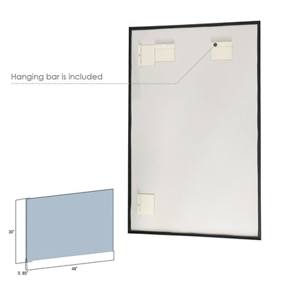 Sassi 48" Rectangle Bathroom/Vanity Matt Black Aluminum Framed Wall Mirror