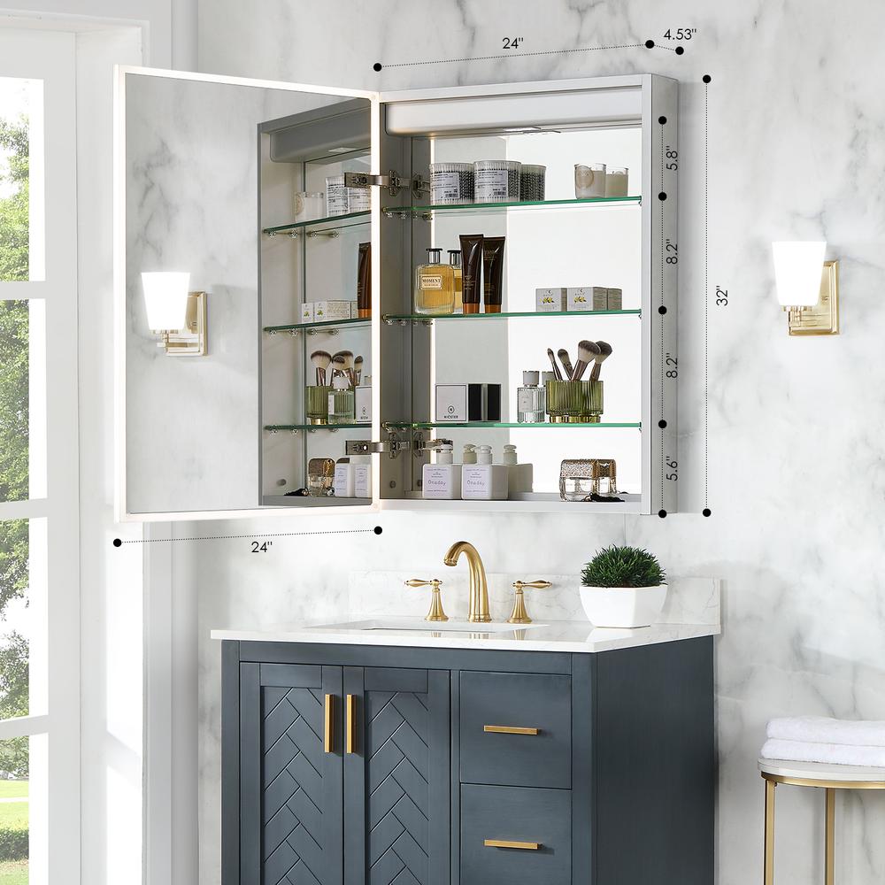 Frameless Surface-Mount/Recessed LED Lighted Bathroom Medicine Cabinet