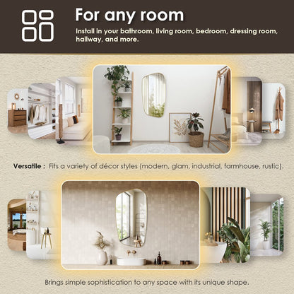 26"x48" Novelty Aluminum Framed in Brushed Gold Modern Bathroom Wall Mirror