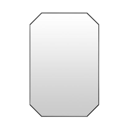 24"x36" Octagon Aluminum Framed in Matte Black Modern Bathroom Wall Mirror