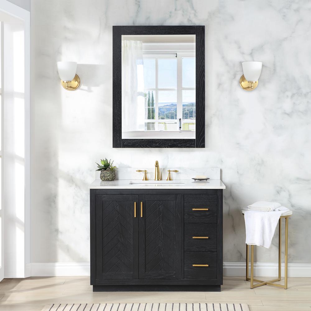 42" Single Bathroom Vanity Set in Black Oak with Mirror