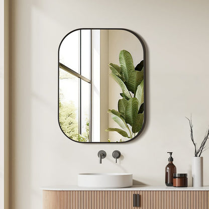 24x32" Rectangular Aluminum Framed in Matte Black Modern Bathroom Wall Mirror