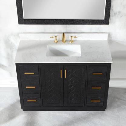 48" Single Bathroom Vanity Set in Black Oak with Mirror