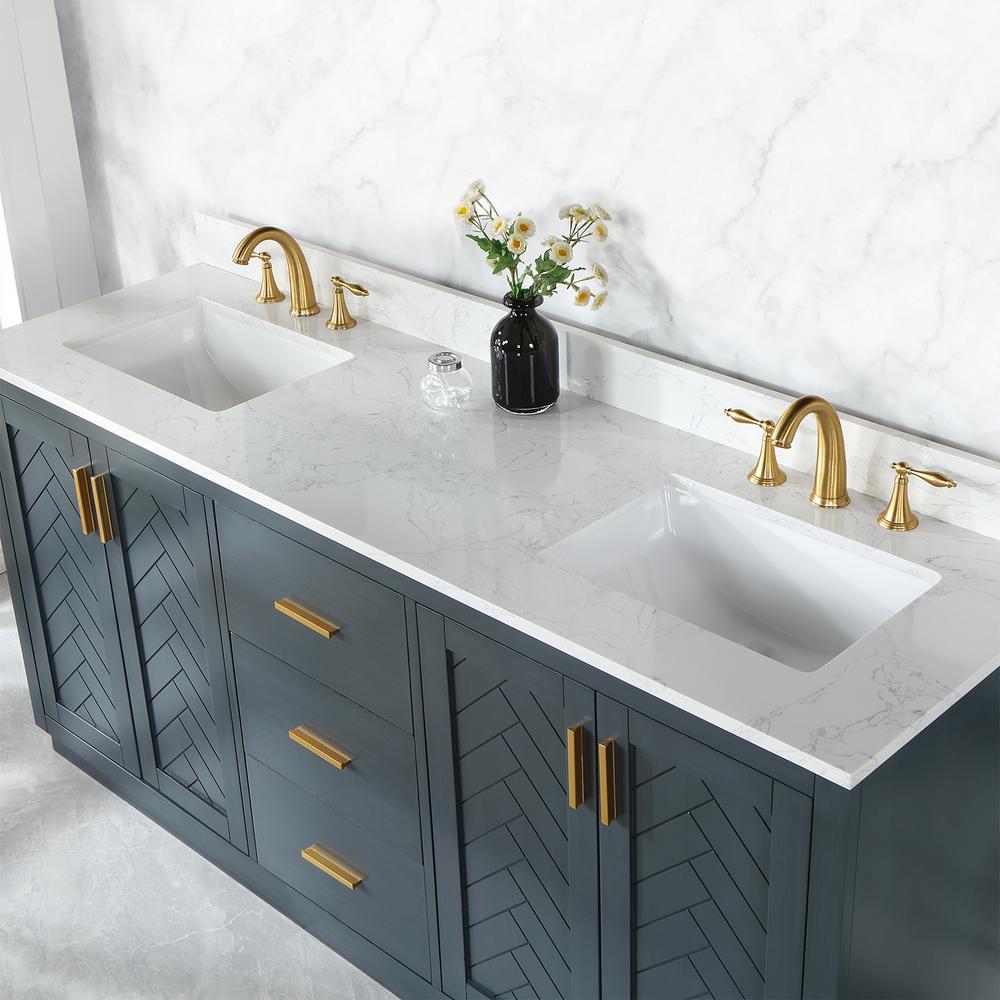 72" Double Bathroom Vanity Set in Classic Blue without Mirror