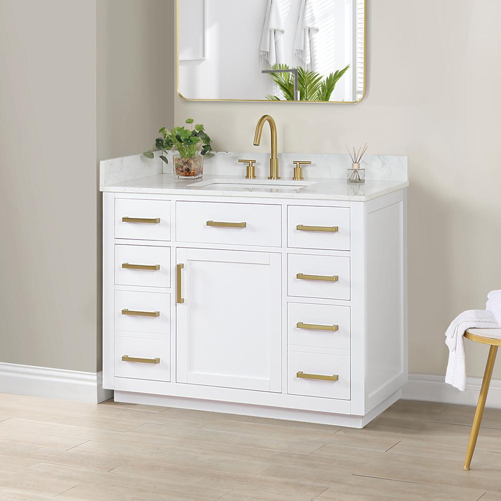 42" Single Bathroom Vanity in White without Mirror