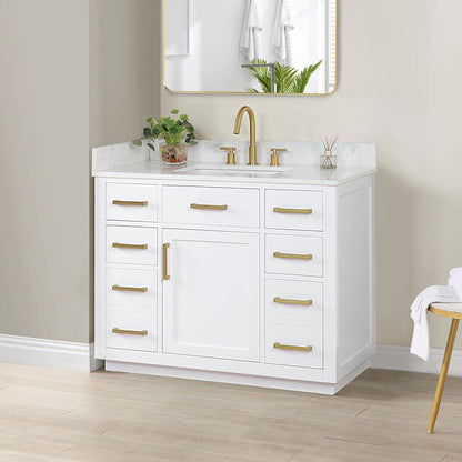 42" Single Bathroom Vanity in White without Mirror