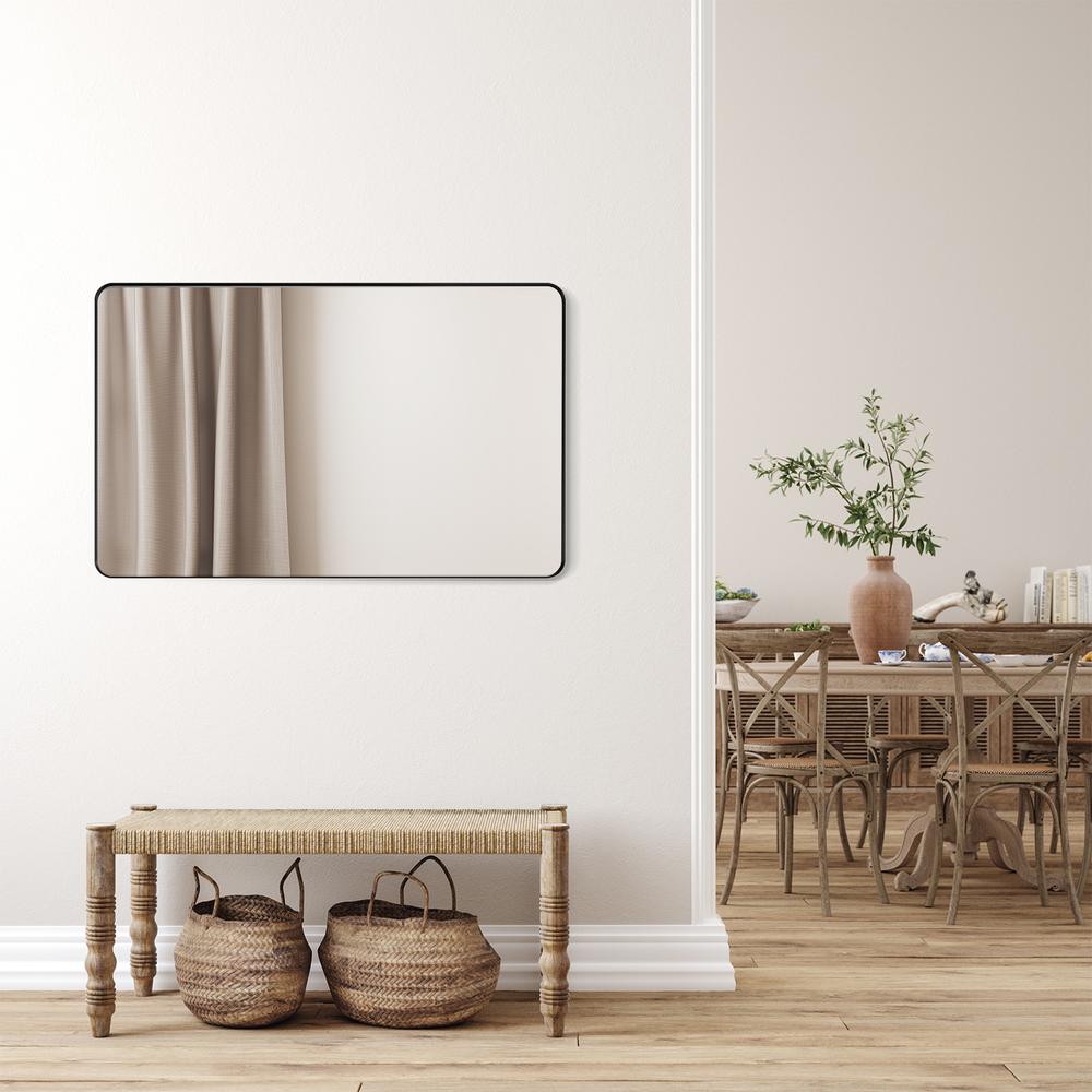 Nettuno 48" Rectangle Bathroom/Vanity Matt Black Aluminum Framed Wall Mirror