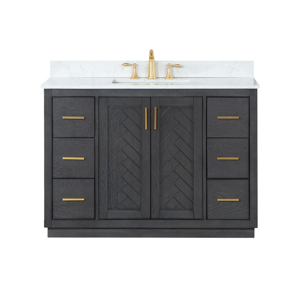 48" Single Bathroom Vanity Set in Brown Oak without Mirror