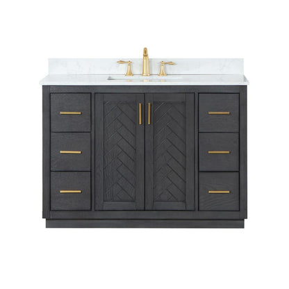48" Single Bathroom Vanity Set in Brown Oak without Mirror