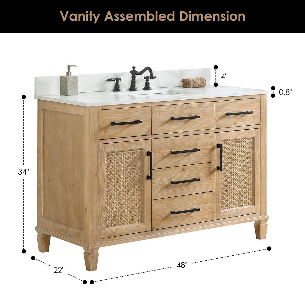 Single Bathroom Vanity in Weathered Fir with Stone Countertop with Mirror