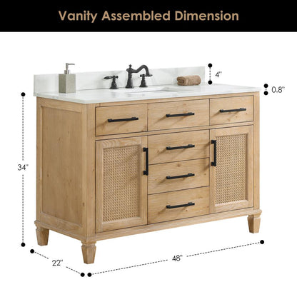 Single Bathroom Vanity in Weathered Fir with Stone Countertop with Mirror
