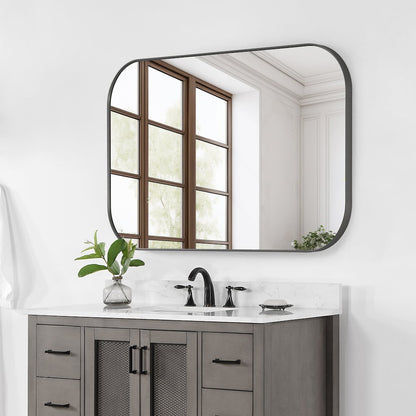 48x30" Rectangular Aluminum Framed in Gunmetal Modern Bathroom Wall Mirror