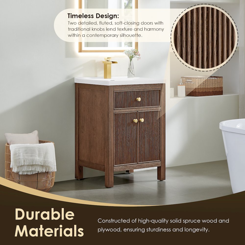 Cerrito 24" Single Bathroom Vanity in Brown Brushed Oak