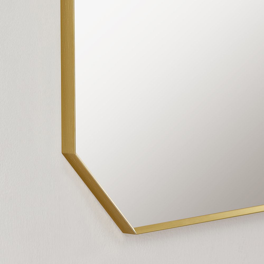 48"x30" Octagon Aluminum Framed in Brushed Gold Modern Bathroom Wall Mirror