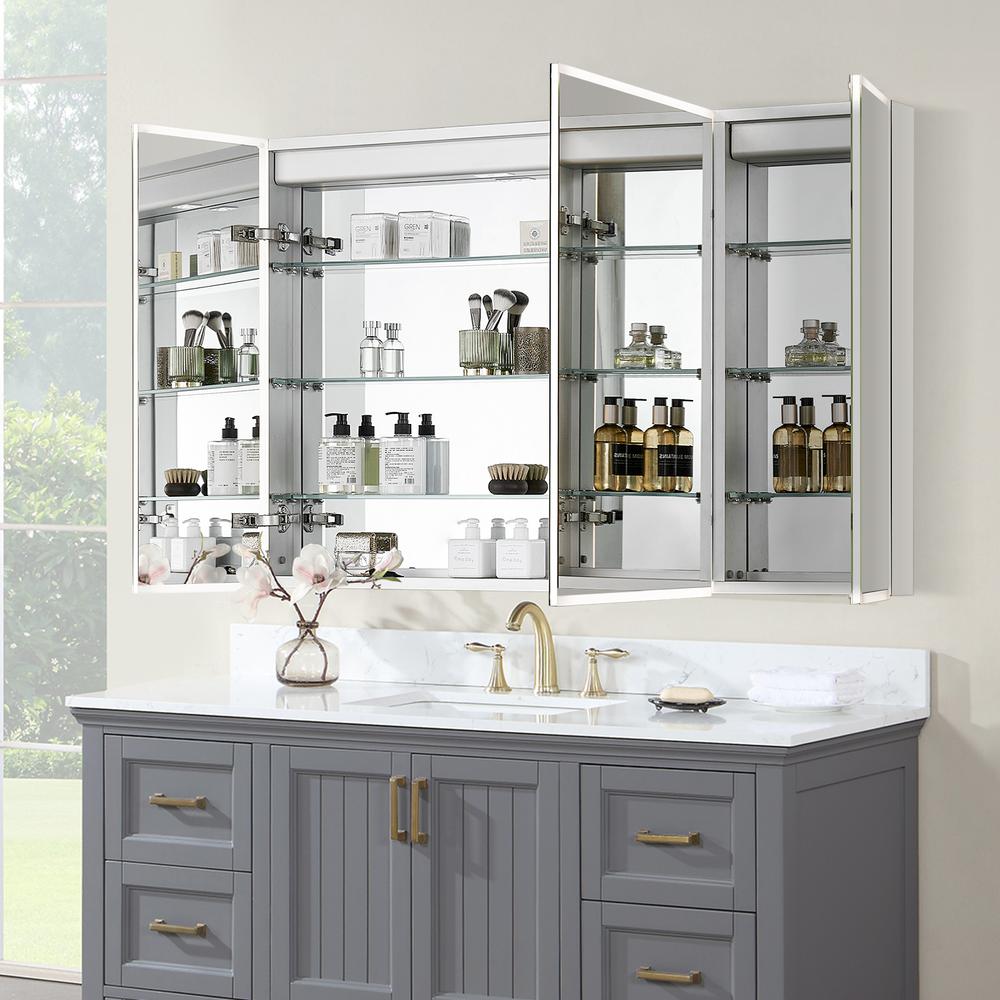 Frameless Surface-Mount/Recessed LED Lighted Bathroom Medicine Cabinet