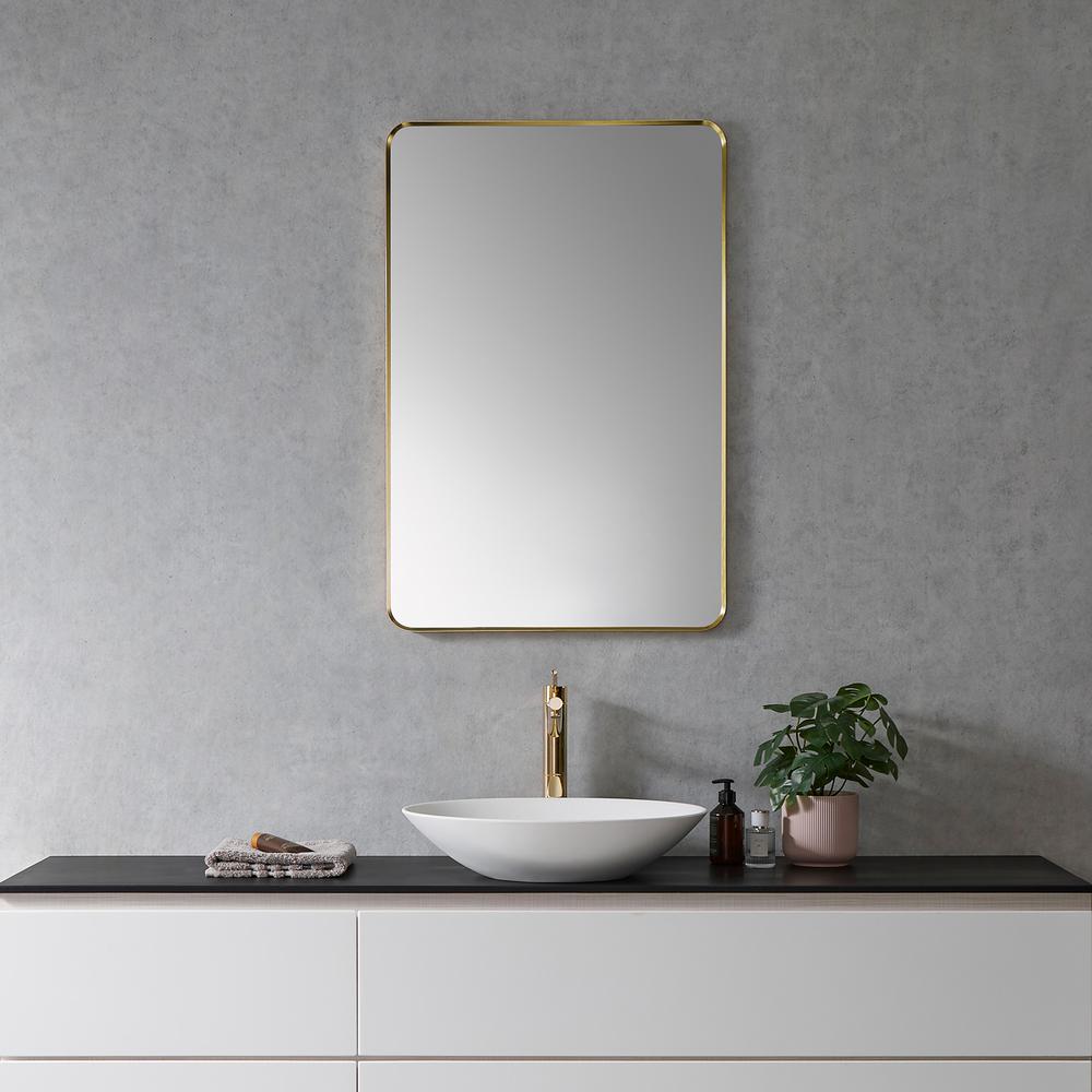 Nettuno 24" Rectangle Bathroom/Vanity Brushed Gold Aluminum Framed Wall Mirror