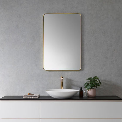Nettuno 24" Rectangle Bathroom/Vanity Brushed Gold Aluminum Framed Wall Mirror