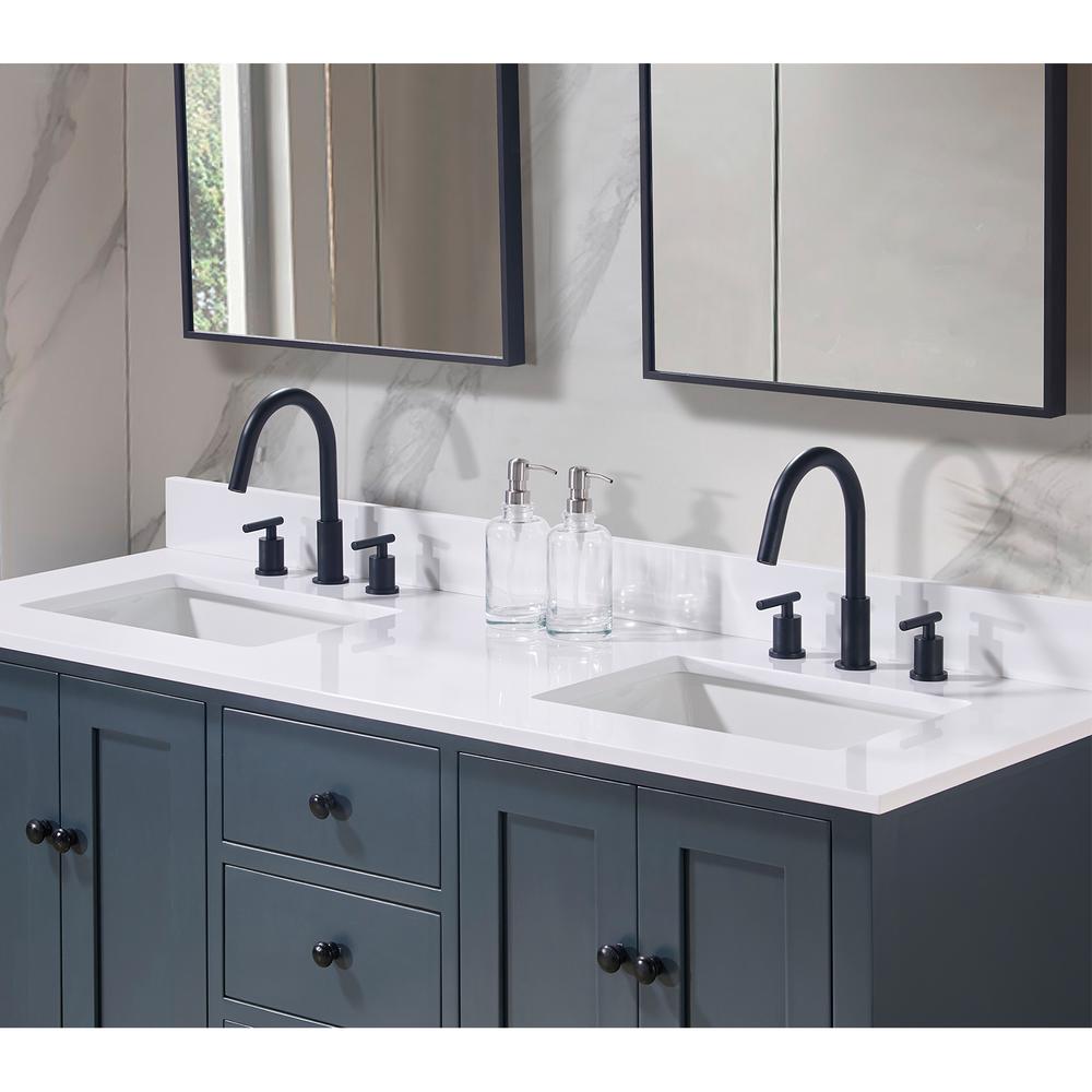 61. in Composite Stone Vanity Top in Snow White with Double White Sink