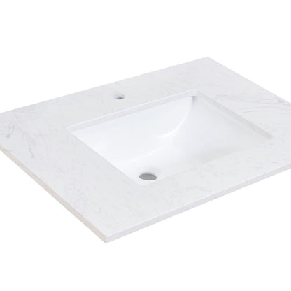31 in. Composite Stone Vanity Top in Aosta White with White Sink