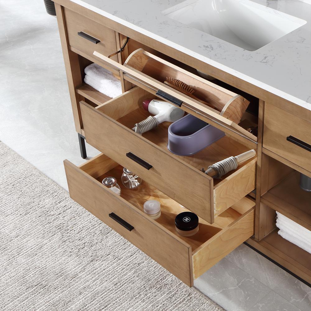 60" Single Bathroom Vanity Set in Brown Pine without Mirror