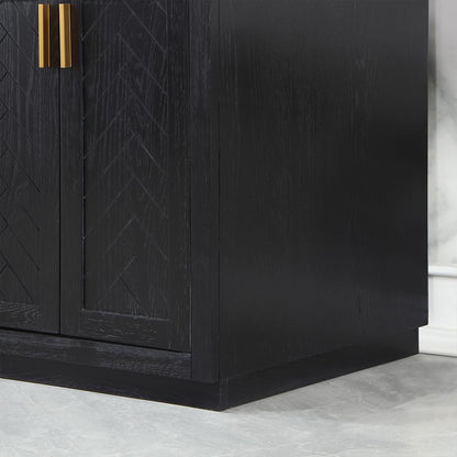 72" Double Bathroom Vanity Set in Black Oak with Mirror