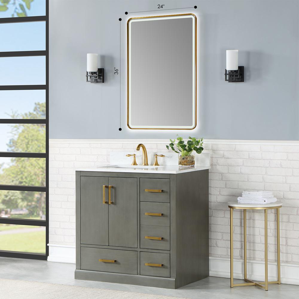 Framed in Brushed Gold Modern Bathroom/Vanity LED Lighted Wall Mirror