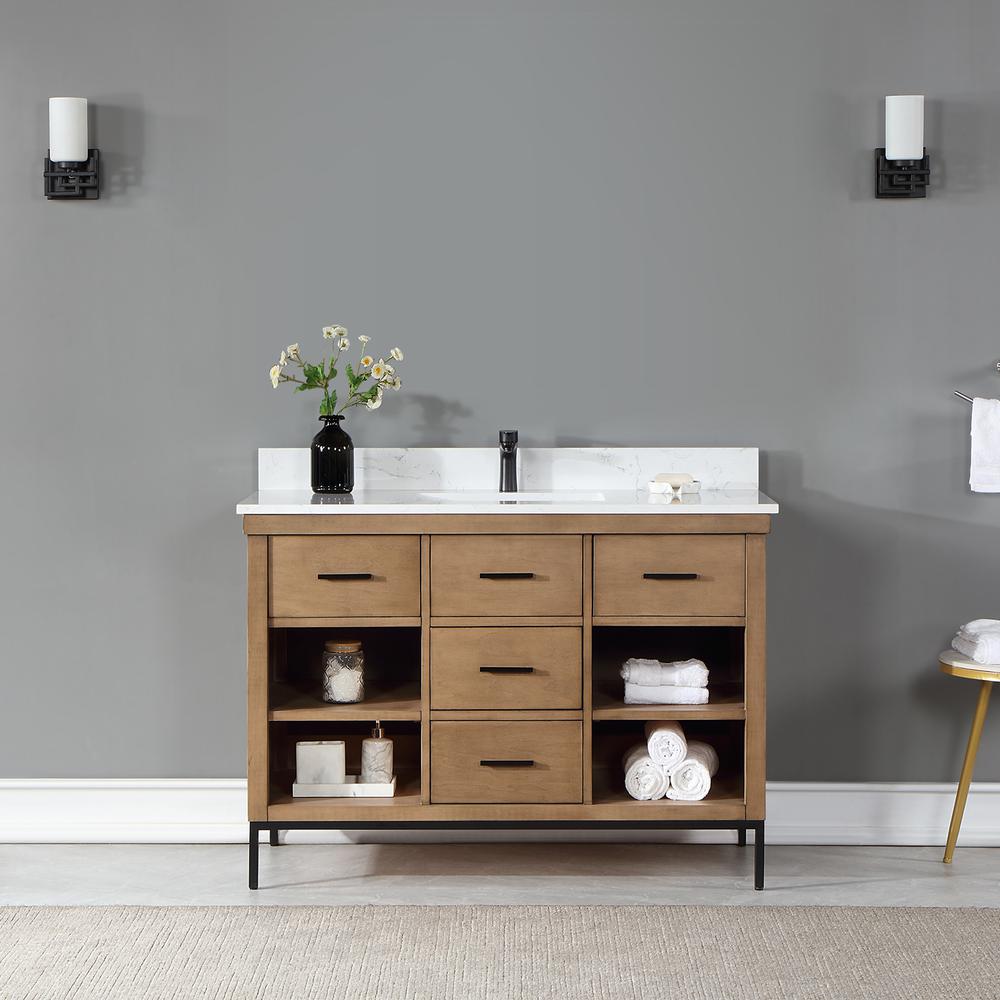 48" Single Bathroom Vanity Set in Brown Pine without Mirror