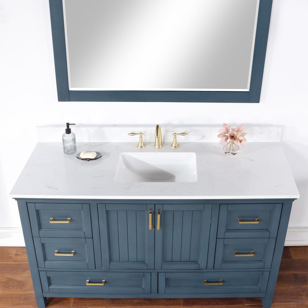 60" Single Bathroom Vanity Set in Classic Blue with Mirror