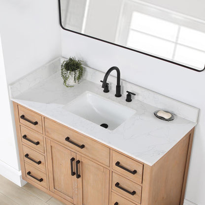 48" Single Bathroom Vanity in Light Brown with Mirror