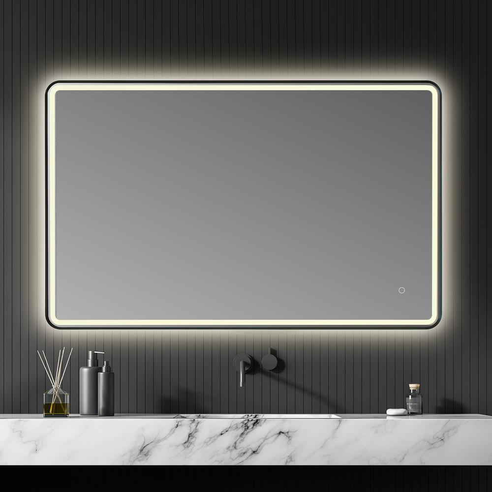 Framed in Matt Black Modern Bathroom/Vanity LED Lighted Wall Mirror