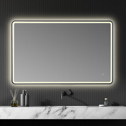 Framed in Matt Black Modern Bathroom/Vanity LED Lighted Wall Mirror