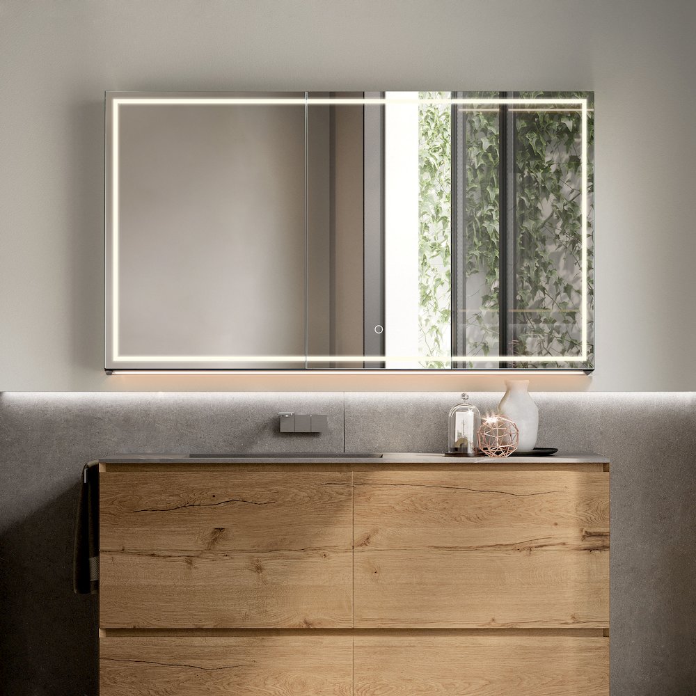 48"x28" Rectangular Frameless Surface-Mount Medicine Cabinet