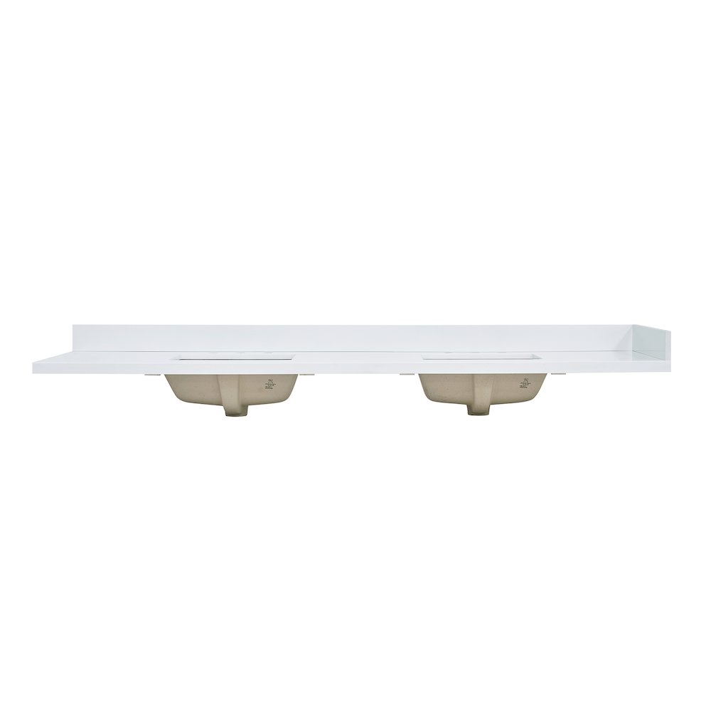 Caorle 84. in Engineered Stone Vanity Top in Snow White with White Sink