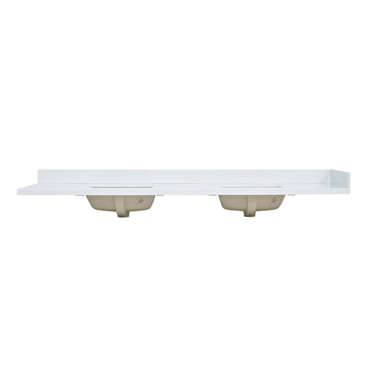 Caorle 84. in Engineered Stone Vanity Top in Snow White with White Sink