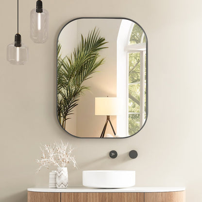 24x32" Rectangular Aluminum Framed in Gunmetal Modern Bathroom Wall Mirror