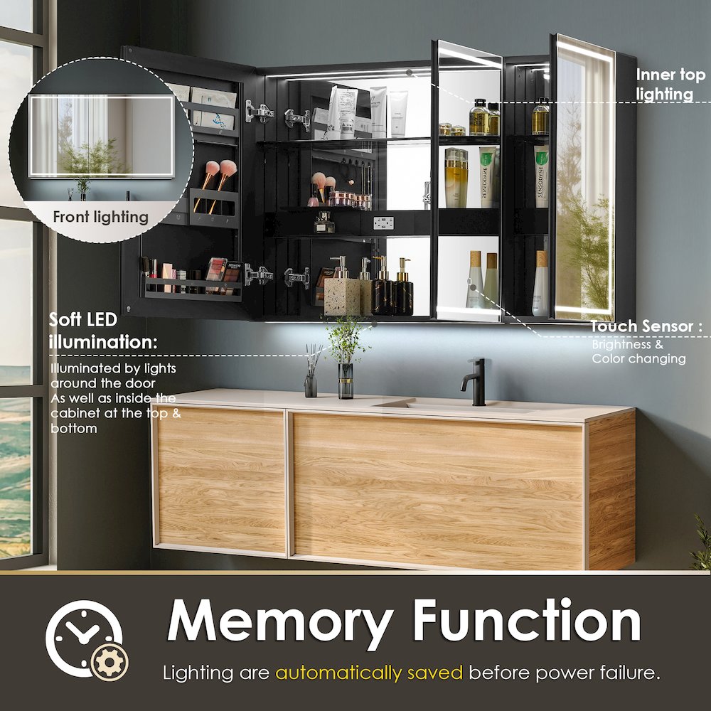 48"x28" Rectangular Frameless Surface-Mount Medicine Cabinet