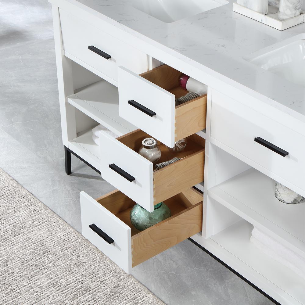 60" Double Bathroom Vanity Set in White with Mirror
