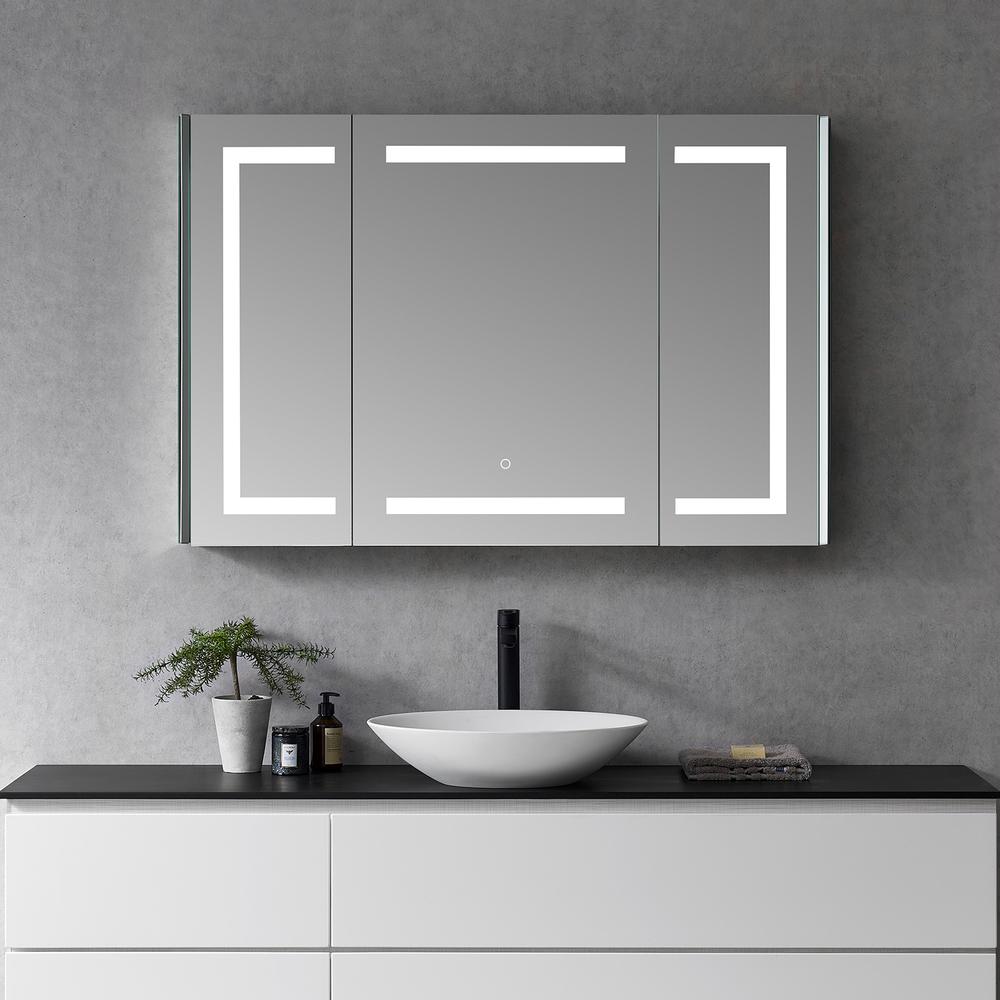 Frameless Surface-Mount/Recessed LED Lighted Bathroom Medicine Cabinet