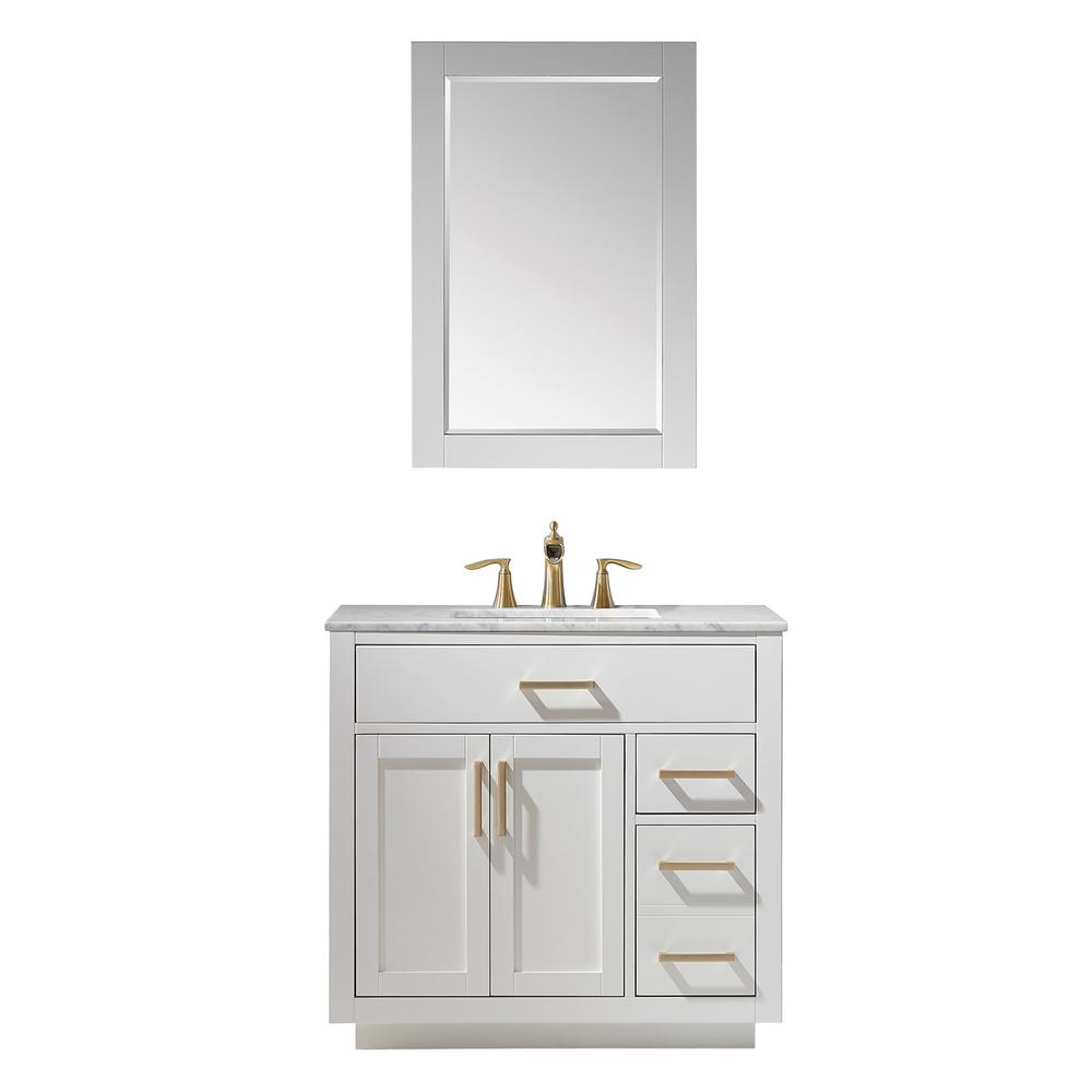36" Single Bathroom Vanity Set in White with Mirror