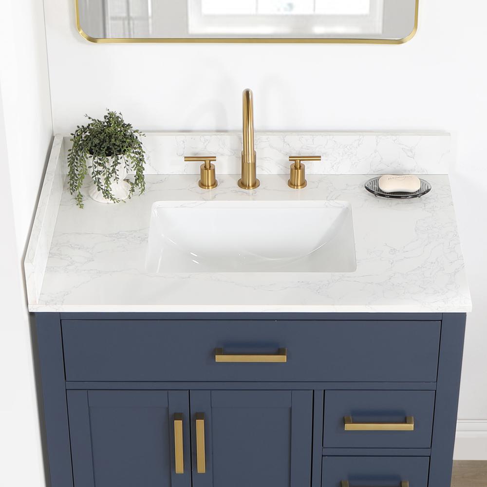 36" Single Bathroom Vanity in Royal Blue with Mirror