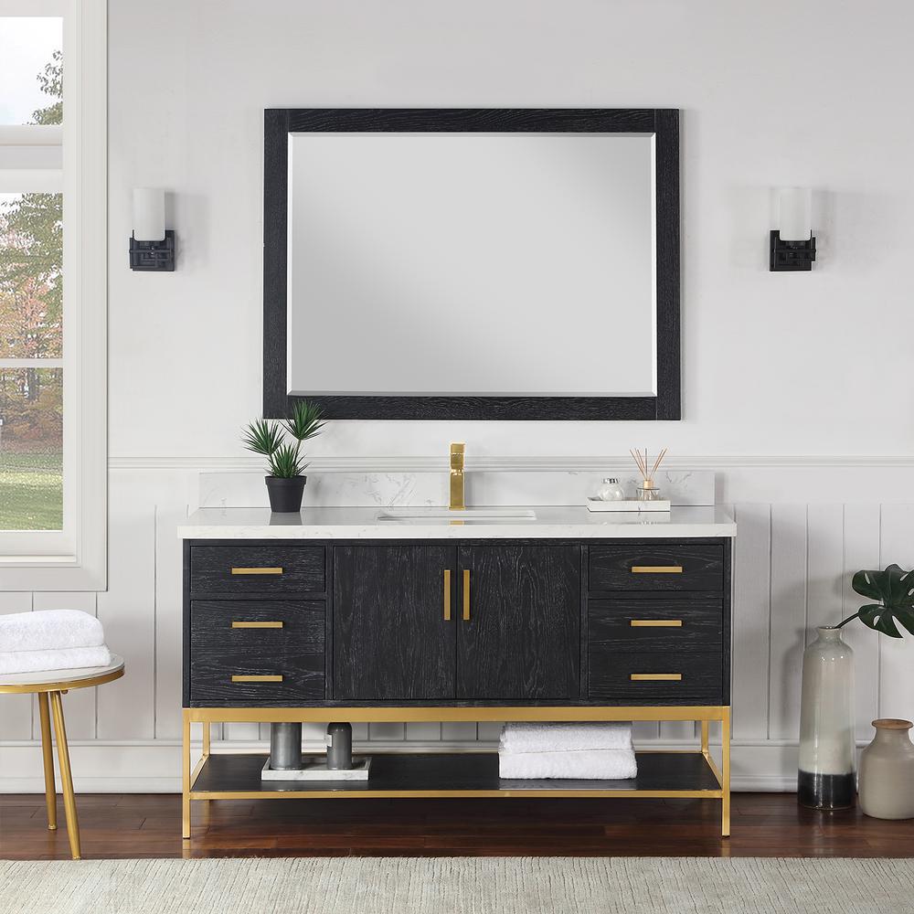 60" Single Bathroom Vanity Set in Black Oak with Mirror