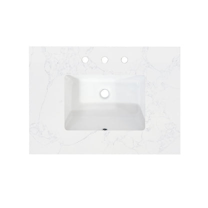 Ceres 31. in Engineered Stone Vanity Top in Grain White with Single White Sink