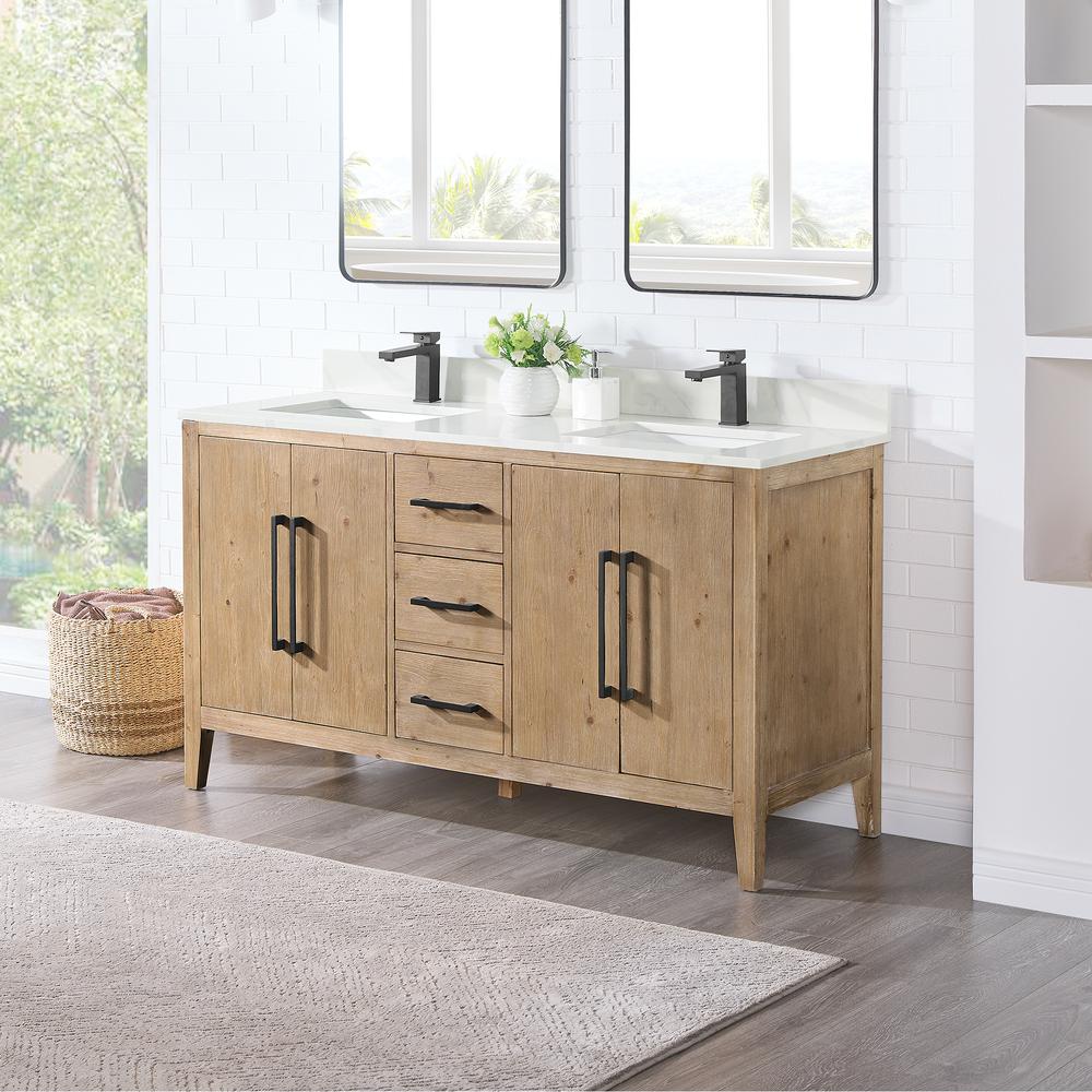 Double Bathroom Cabinet Vanity Base in Top and Sink, no Mirror