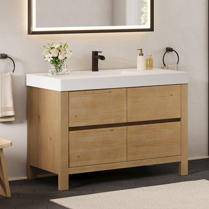 48" Single Bathroom Vanity in with White Artificial Stone Integrated Sink