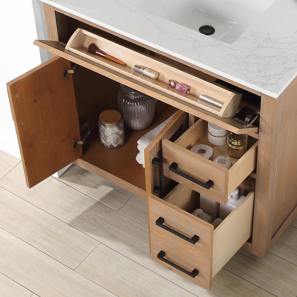 36" Single Bathroom Vanity in Light Brown without Mirror