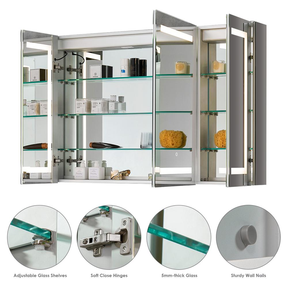 Frameless Surface-Mount/Recessed LED Lighted Bathroom Medicine Cabinet