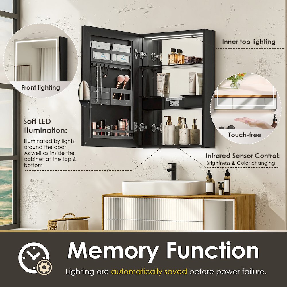 20"x28" Rectangular Frameless Surface-Mount Medicine Cabinet