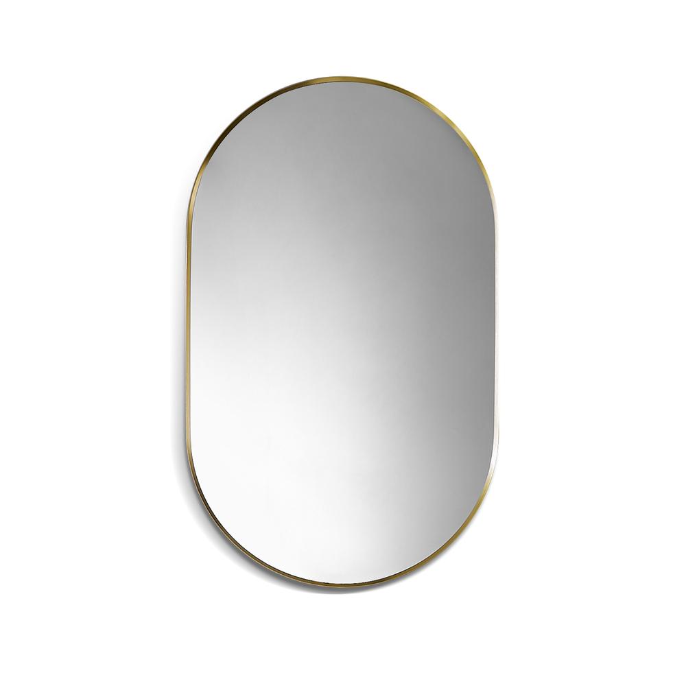 Ispra 36" Oval Bathroom/Vanity Brushed Gold Aluminum Framed Wall Mirror