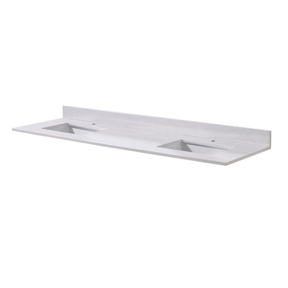 73 in. Composite Stone Vanity Top in Jazz White with White Sink