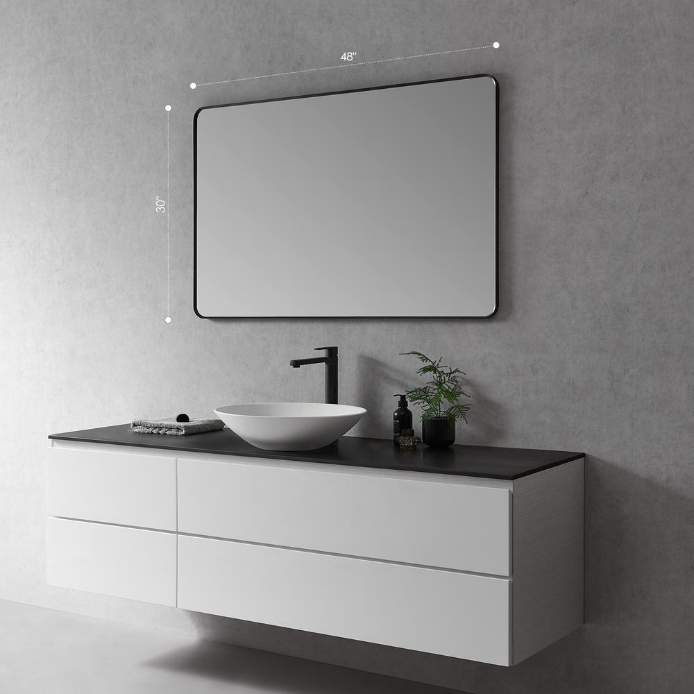 Nettuno 48" Rectangle Bathroom/Vanity Matt Black Aluminum Framed Wall Mirror